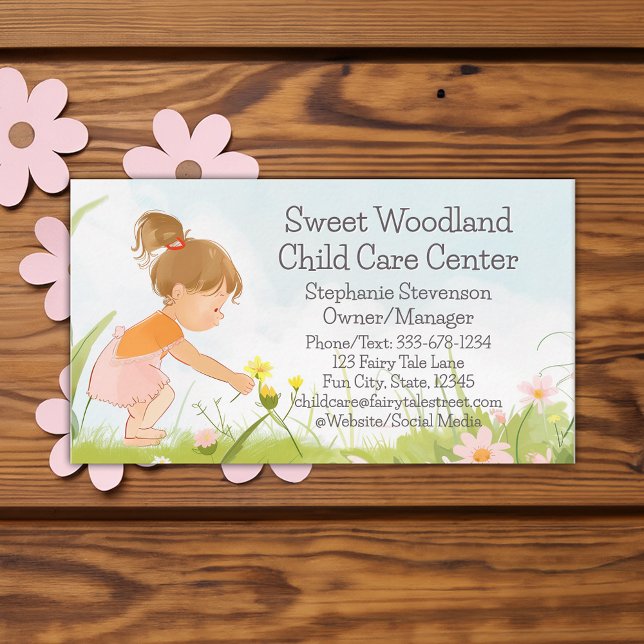 WildblomChild Daycare Babywatch Childcare Visitkort (wildflower daycare child care business card)