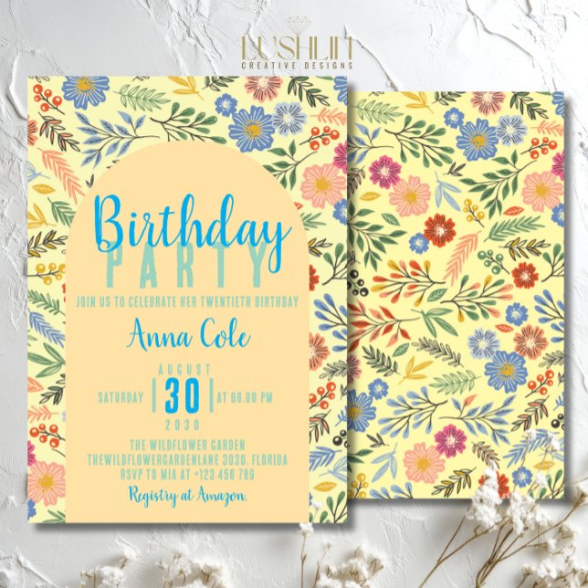 Wildblomdagen Rustic Blommigt Party Inbjudningar (Skapare uppladdad)