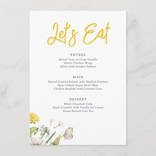 WildblomDandelion Garden Wedding Meny (Framsida)