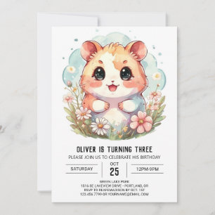 WildblomDigital Hamster Birthday Inbjudningar