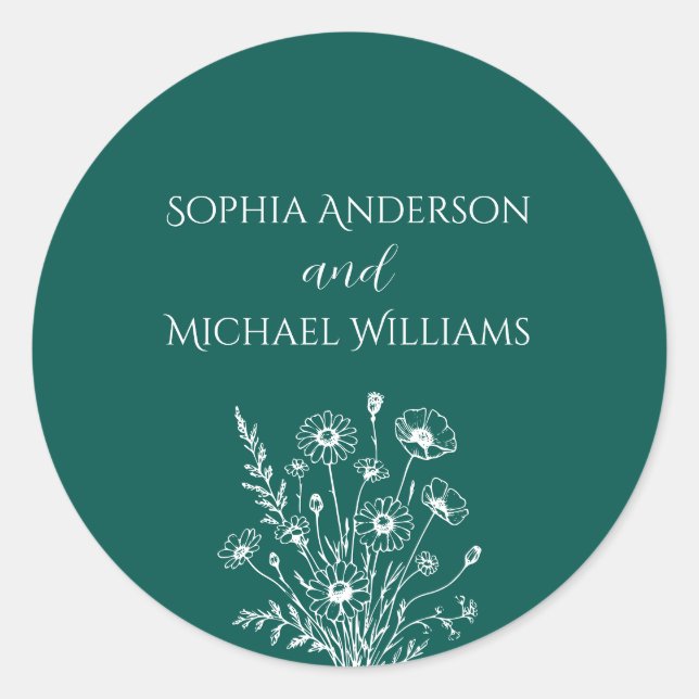 Wildblome Elegance- Wedding Stickers Runt Klistermärke (Framsida)