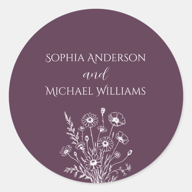 Wildblome Elegance- Wedding Stickers Runt Klistermärke (Framsida)