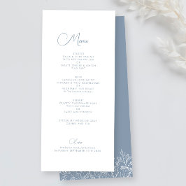 WildblomElegant Blommigt Dusty Blue Bröllop Menu Meny
