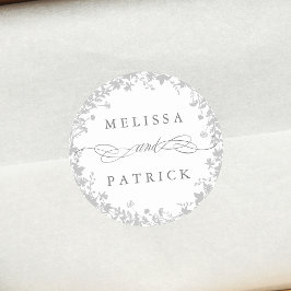 Wildblomens andedräkt Silhouette Bröllop Grått & W Runt Klistermärke