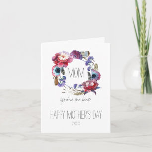 Wildblomens Blommigt med Feathers Mors dag Kort