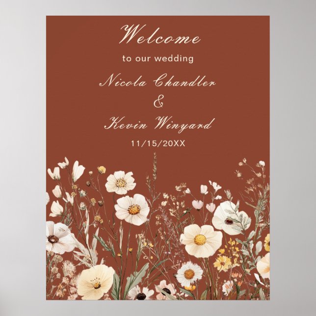 Wildblomens höstfälla Blommigt Bröllop Poster (Framsidan)