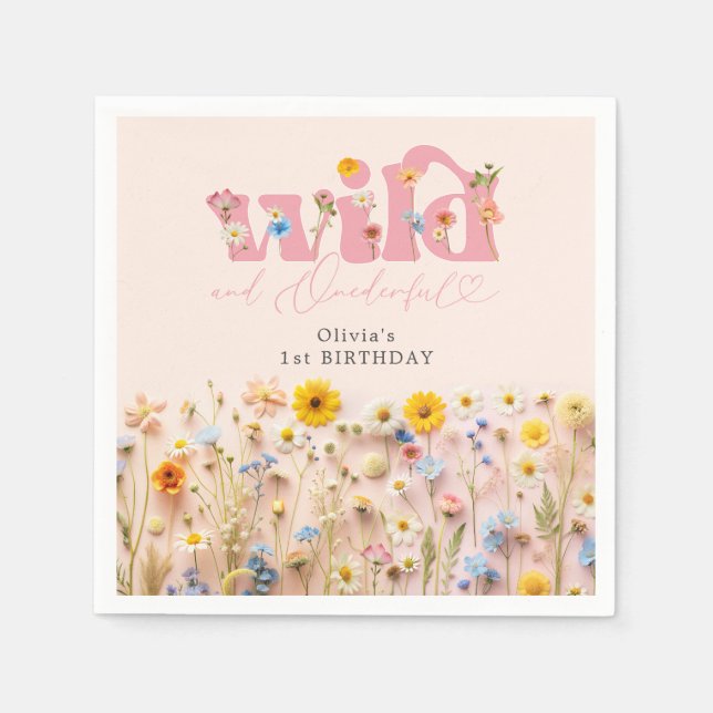 Wildblomflicka 1:a födelsedagen pappersservett (Framsidan)