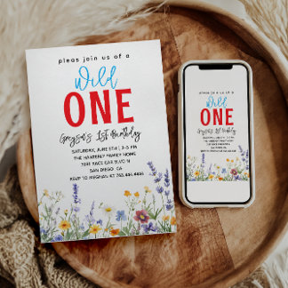 Wildblomflicka 1:a födelsedagen Party Inbjudningar