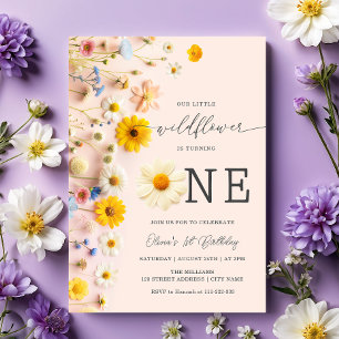 Wildblomflicka 1:a födelsedagsinbjudan inbjudningar