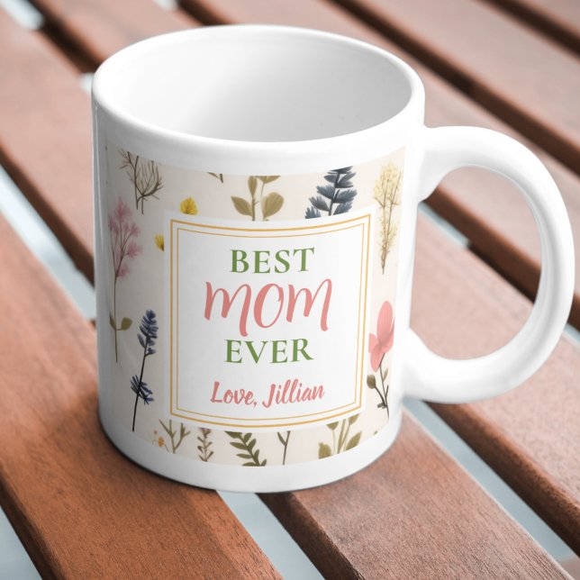 Wildblomfoto Best Mamma någonsin Mugg (Best Mom Ever Photo Wildflower Mug)