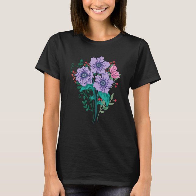 WildblomGarden Flower Blommar Blommigt Botany Bo T Shirt (Framsida)