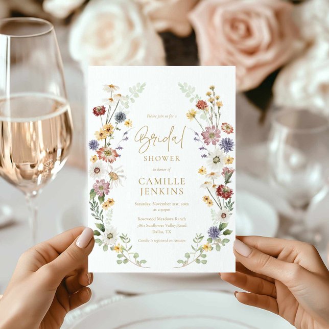 WildblomGarden Inbjudningskort för möhippan (Wildflower Boho Bridal Shower Invitation)