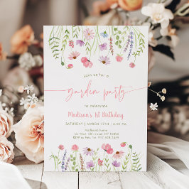 WildblomGarden Party 1:a födelsedag Inbjudningar