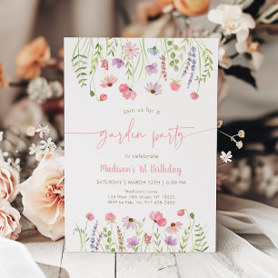 WildblomGarden Party 1:a födelsedag Inbjudningar