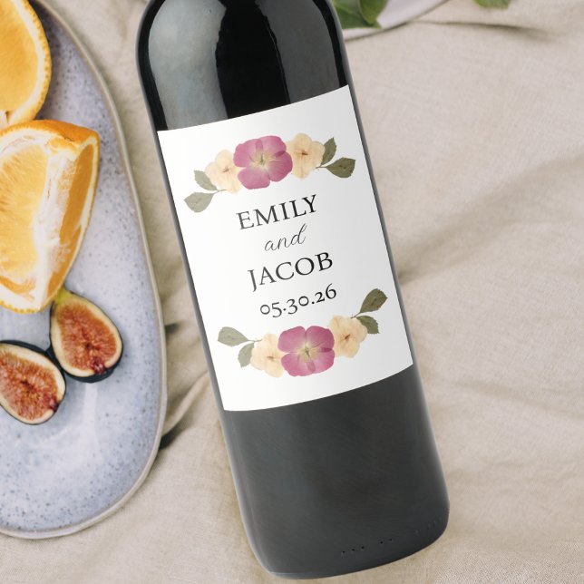 WildblomGarden Party Boho Personlig Bröllop Vinflaska Etikett (Skapare uppladdad)