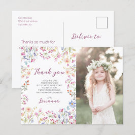 WildblomGarden Theme Girl vattencolor Tack Vykort