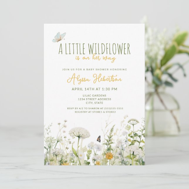 WildblomGirl Baby Shower Inbjudningar (Stående Fram)