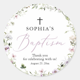 WildblomGirl Baptism Favor Tag Stickers Runt Klistermärke