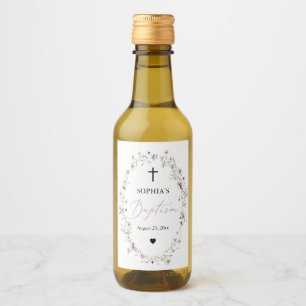 WildblomGirl Baptism Mini Vin Flaska-etiketter Vinetikett