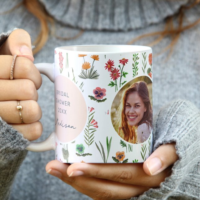WildblomGirl Möhippa Photo Kaffemugg (Wildflower Girl Bridal Shower Photo Coffee Mug)