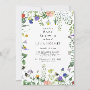 WildblomGreenery Blommigt av bin Babyskor Inbjudningar