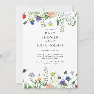 WildblomGreenery Blommigt av bin Babyskor Inbjudningar