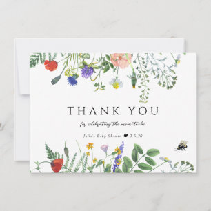 WildblomGreenery Blommigt av bin Babyskor Tack Kort
