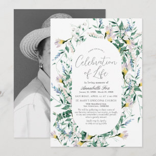 Wildblomgreenery Funeral Memorial Inbjudningar