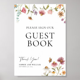 WildblomGuest Bok Bröllop Sign Poster