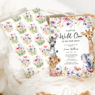 Wildblomjungle Safari Animals Girl Baby Shower Inbjudningar