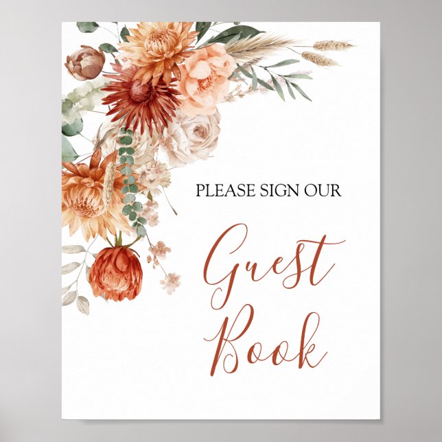 Wildblomkall i Kärlek Baby Shower Guest Bok Poster (Framsidan)