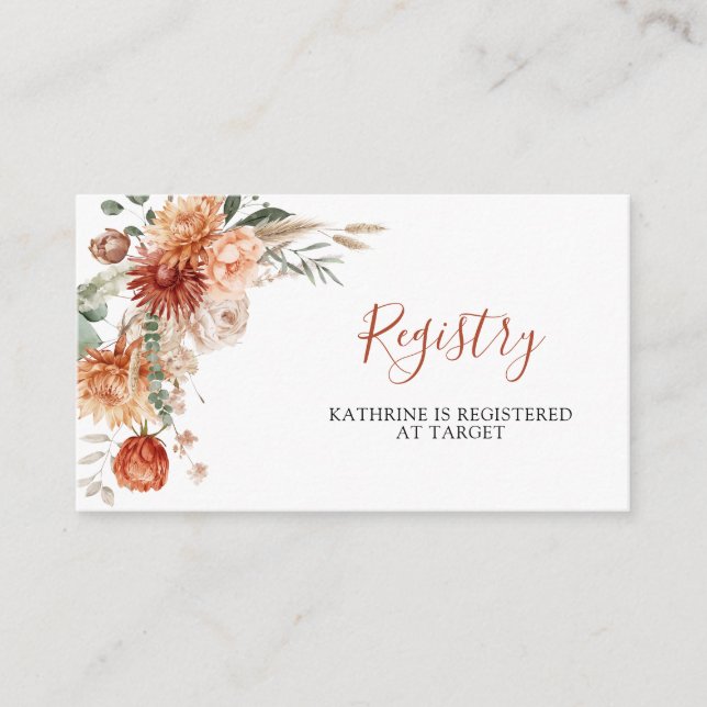 Wildblomkall i Kärlek Baby Shower Registry Tilläggskort (Framsida)