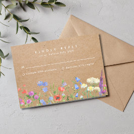 WildblomKraft Papper Rustic Bröllop OSA Kort