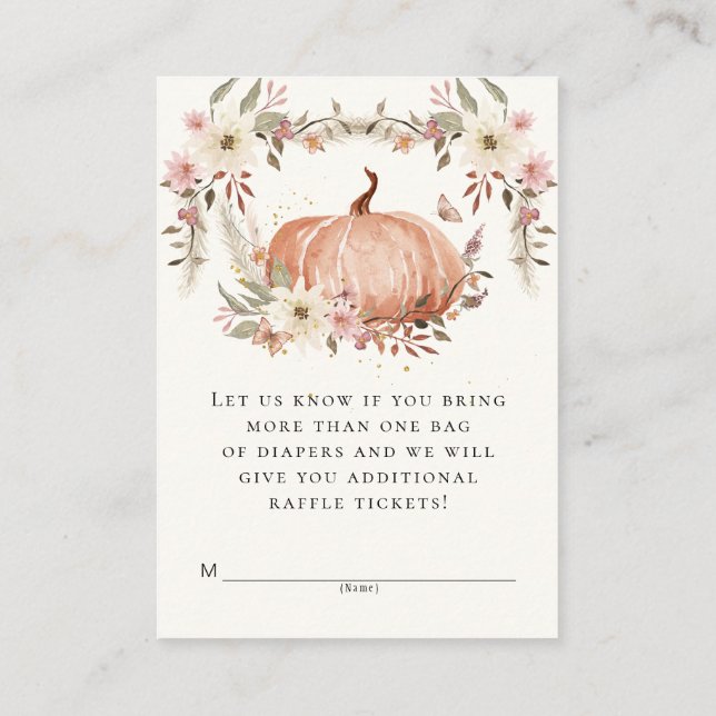 Wildblomkrans vattenutandningsfärg Diaper Raffle Tilläggskort (Baksida)
