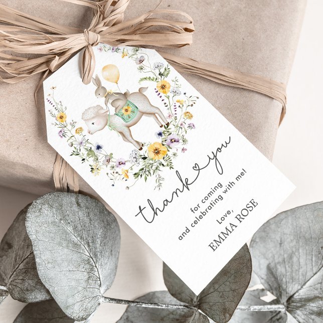 Wildblomlamb & Bunny Balloon Tack Presentetikett (Skapare uppladdad)