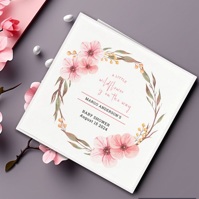 Wildblomma är på väg att Rosa Baby Shower Pappersservett (Skapare uppladdad)