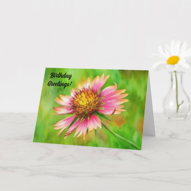Wildblomma Art Flower Blommigt Birthday Card Kort (Liten växt)