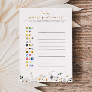 Wildblomma Baby Emoji Pictionary Downloadable Card Inbjudningar