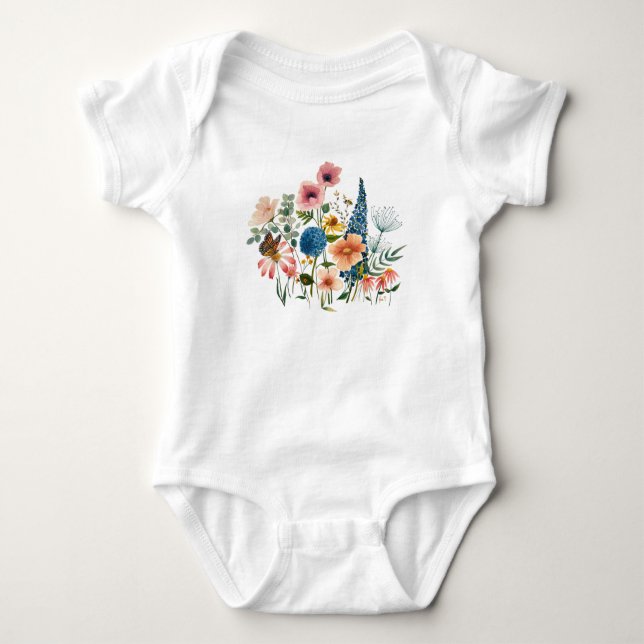 Wildblomma Baby Gång T Shirt (Framsida)
