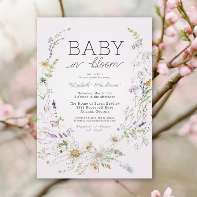 Wildblomma Baby i babyskor för blommor Inbjudningar (Skapare uppladdad)