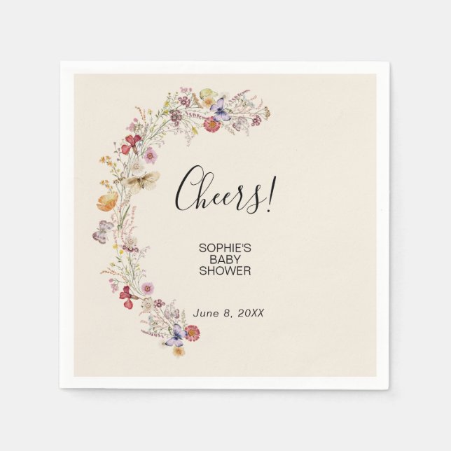 Wildblomma Baby i babyskor för blommor Pappersservett (Framsidan)