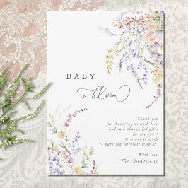 Wildblomma Baby i babyskor för blommor Tack Kort