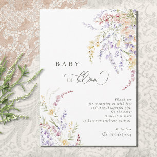Wildblomma Baby i babyskor för blommor Tack Kort