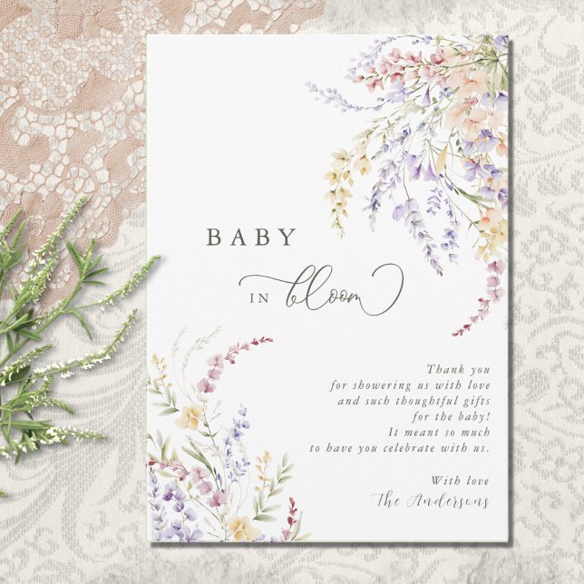 Wildblomma Baby i babyskor för blommor Tack Kort (Skapare uppladdad)