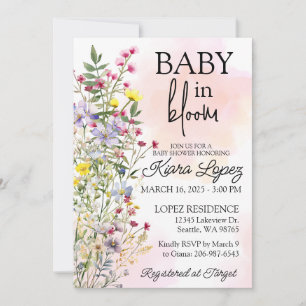 Wildblomma Baby i BLOMMHUS-inbjudan Inbjudningar