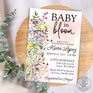 Wildblomma Baby i BLOMMHUS-inbjudan Inbjudningar
