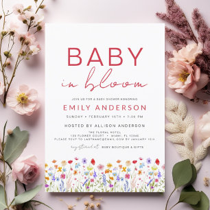 Wildblomma Baby i Blommigten för babyskor i bloom Inbjudningar
