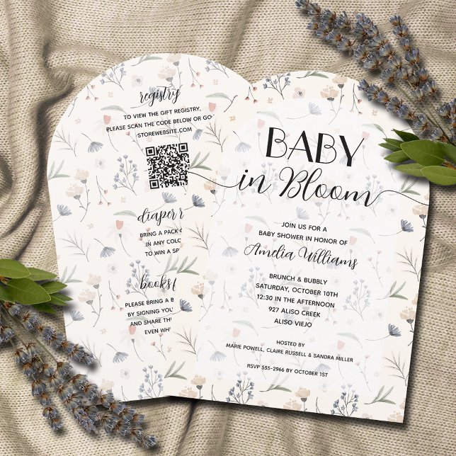 Wildblomma Baby i Bloom All in One Shower Inbjudningar (Wildflower Baby in Bloom All in One Shower Invitations)