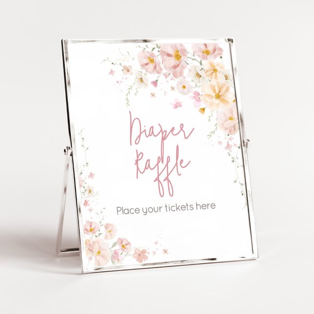 Wildblomma Baby i Bloom Baby Shower Diaper Raffle Poster (Baby in Bloom Baby Shower Diaper Raffle Sign)
