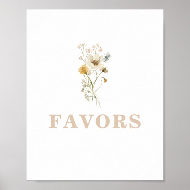 Wildblomma Baby i Bloom Baby Shower-favoritskylt Poster (Framsidan)